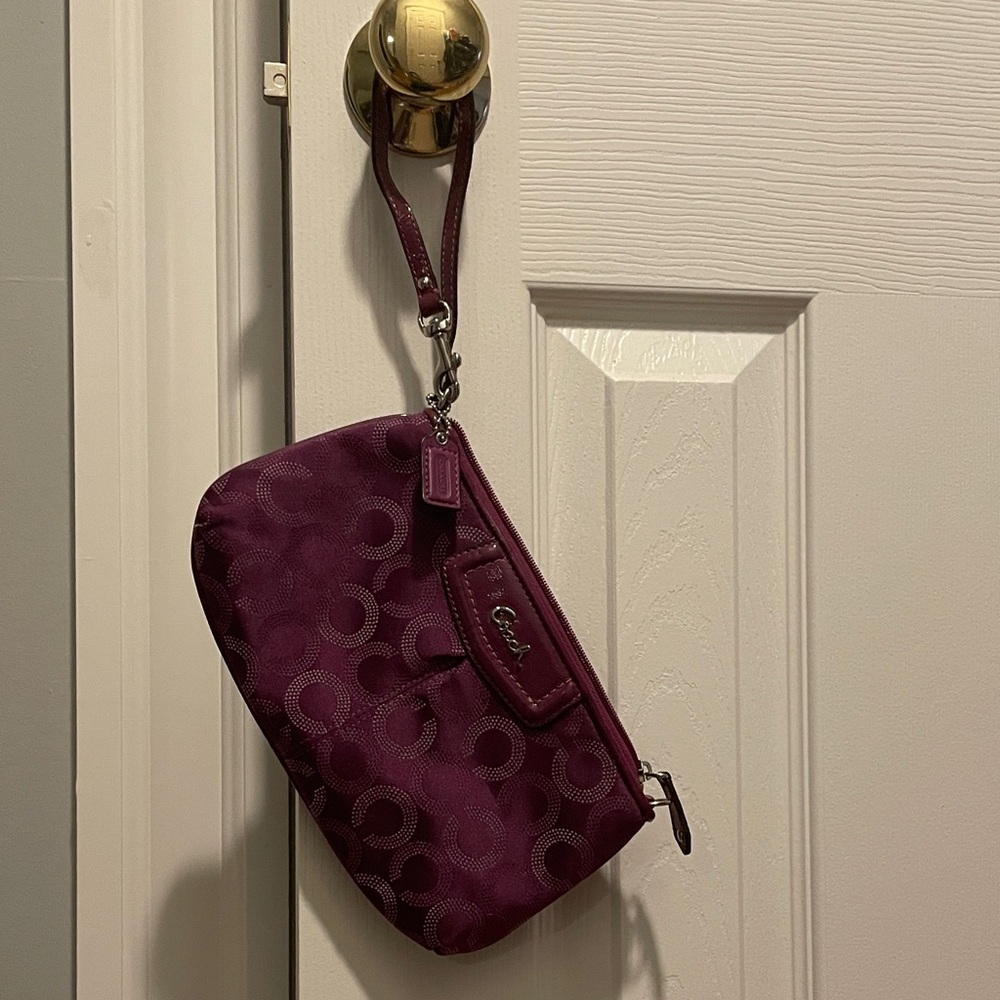 Coach Plum Signature Wristlet